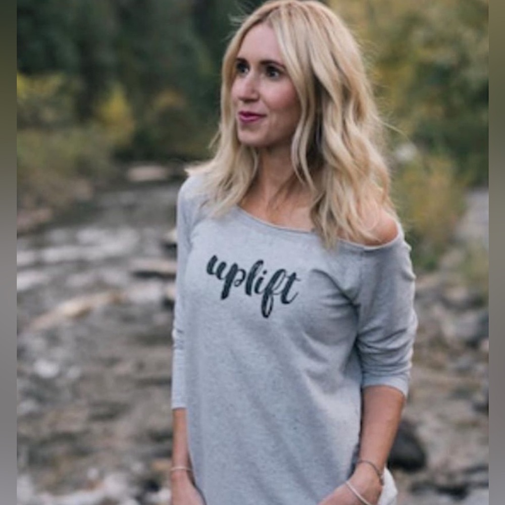 ZYIA Active “Uplift” gray French Terry sweatshirt size XS yoga top
